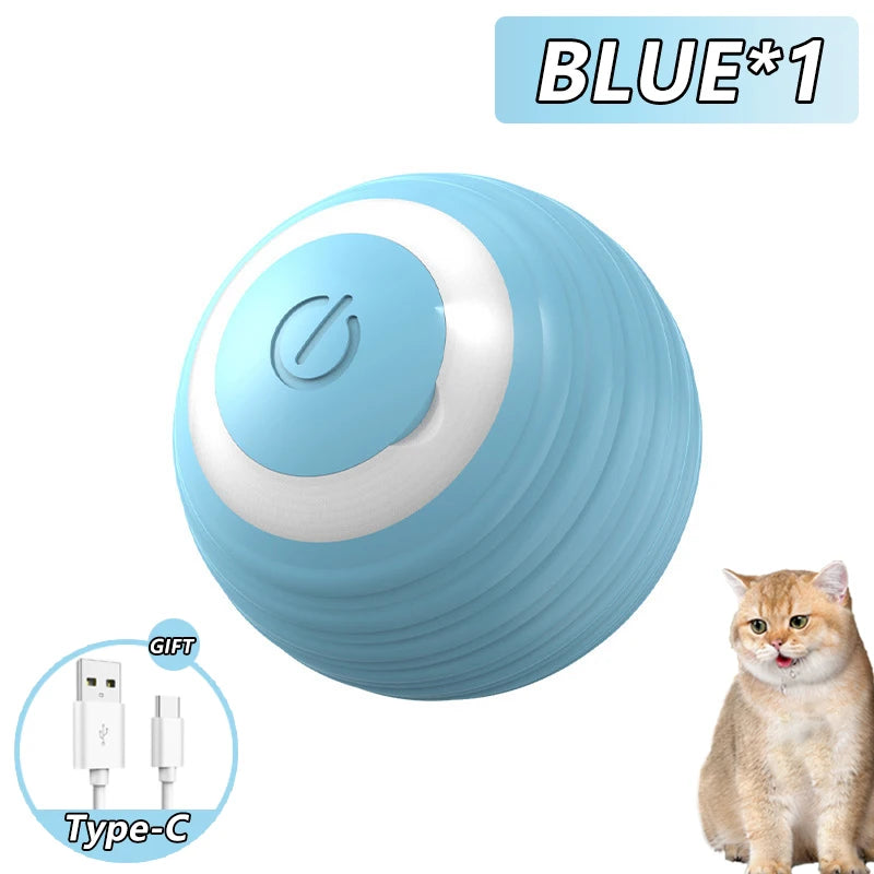 Rechargeable Smart Interactive Rolling Ball for Cats | Automatic Mouse Imitation Toy with Faux Tail