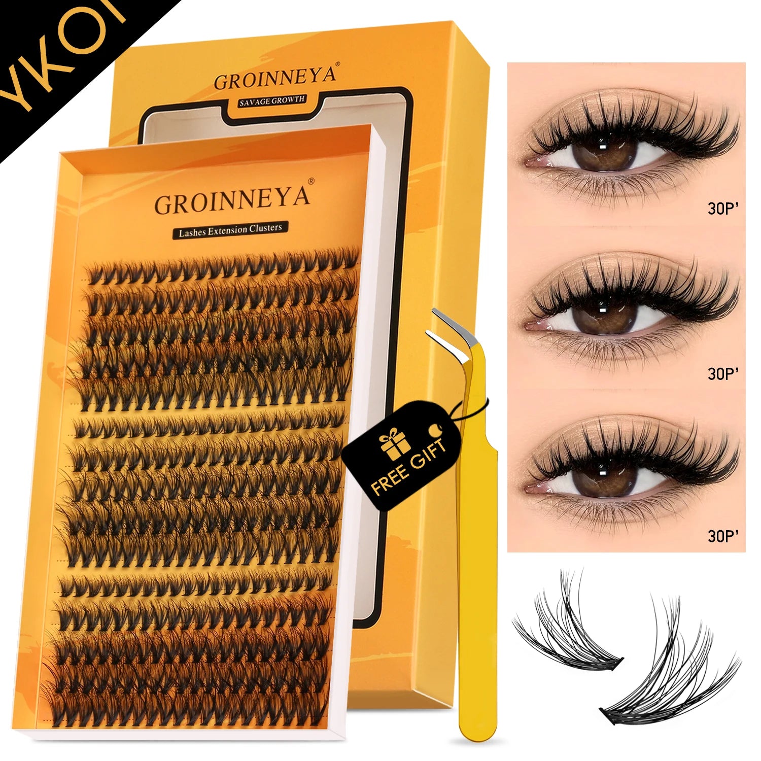 “Premium Fluffy Cat Eyelash Clusters – Wispy Individual & Volume DIY Eyelash Extensions for a Glamorous Look”