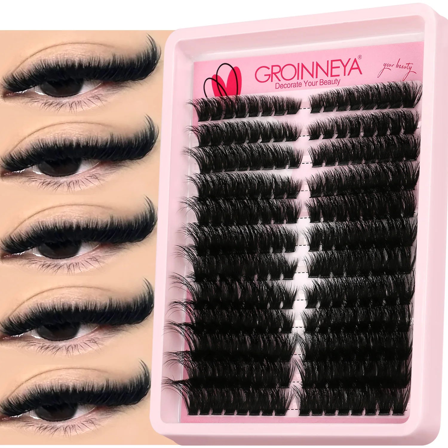 “Premium Fluffy Cat Eyelash Clusters – Wispy Individual & Volume DIY Eyelash Extensions for a Glamorous Look”