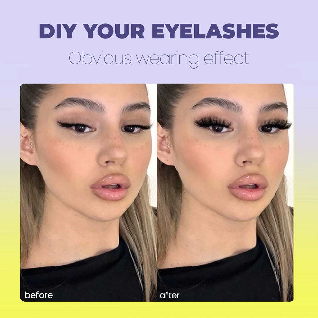 “Premium Fluffy Cat Eyelash Clusters – Wispy Individual & Volume DIY Eyelash Extensions for a Glamorous Look”
