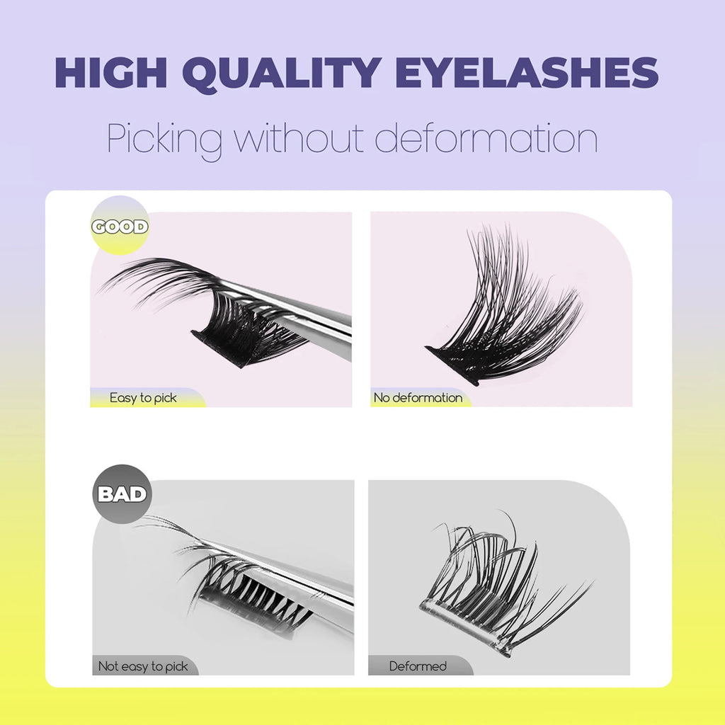 “Premium Fluffy Cat Eyelash Clusters – Wispy Individual & Volume DIY Eyelash Extensions for a Glamorous Look”