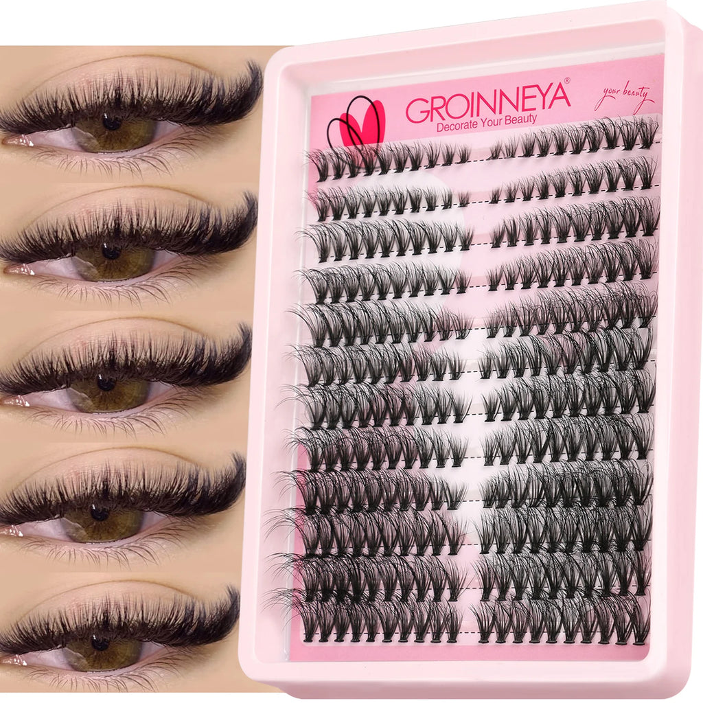 “Premium Fluffy Cat Eyelash Clusters – Wispy Individual & Volume DIY Eyelash Extensions for a Glamorous Look”