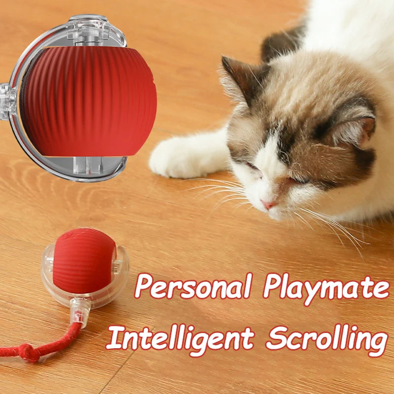 Rechargeable Smart Interactive Rolling Ball for Cats | Automatic Mouse Imitation Toy with Faux Tail